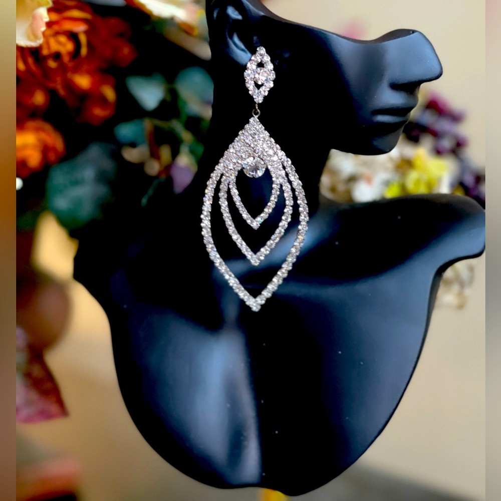 Long Crystal Chandelier Earrings
